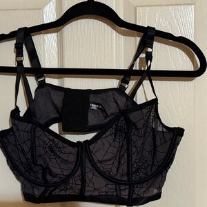 Torrid Black Spiderweb Lace Detail Bra with Underwires